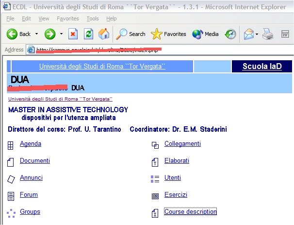 Immagine: videata di una sessione di elearning